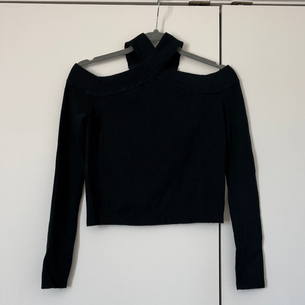 Dark Green Off-Shoulder Sweater